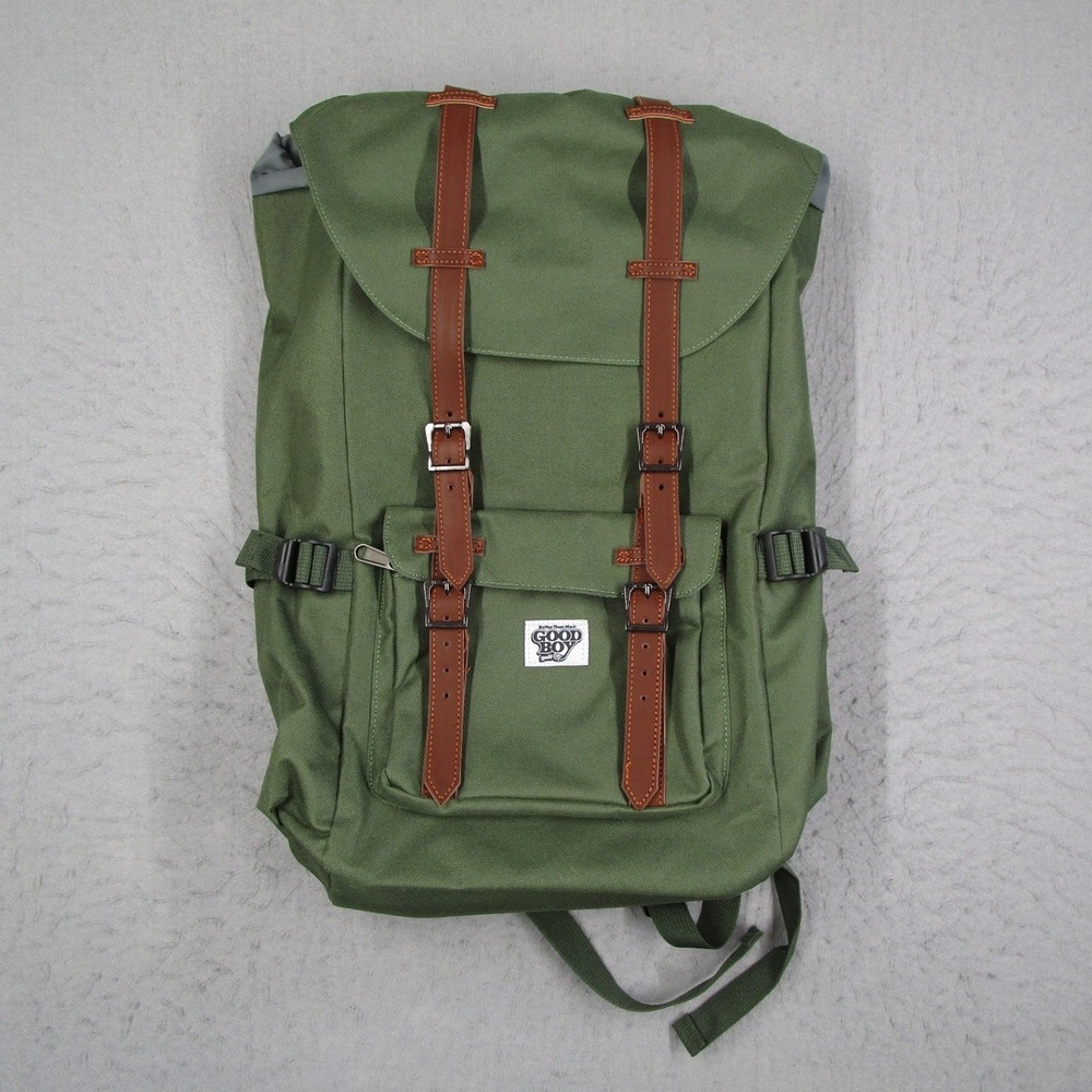 Good Boy Golf Backpack Olive Green Canvas Rucksack Laptop Sleeve Buckle Straps